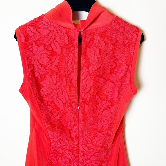 Reiss Lace Fit Red Orange Cocktail Dress Size 2 - Picture 10 of 12